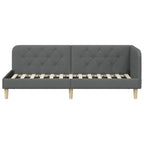 Estructura de cama en esquina Gris oscuro 80 x 200 cm tela