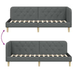 Estructura de cama en esquina Gris oscuro 80 x 200 cm tela