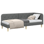 Estructura de cama en esquina Gris oscuro 80 x 200 cm tela