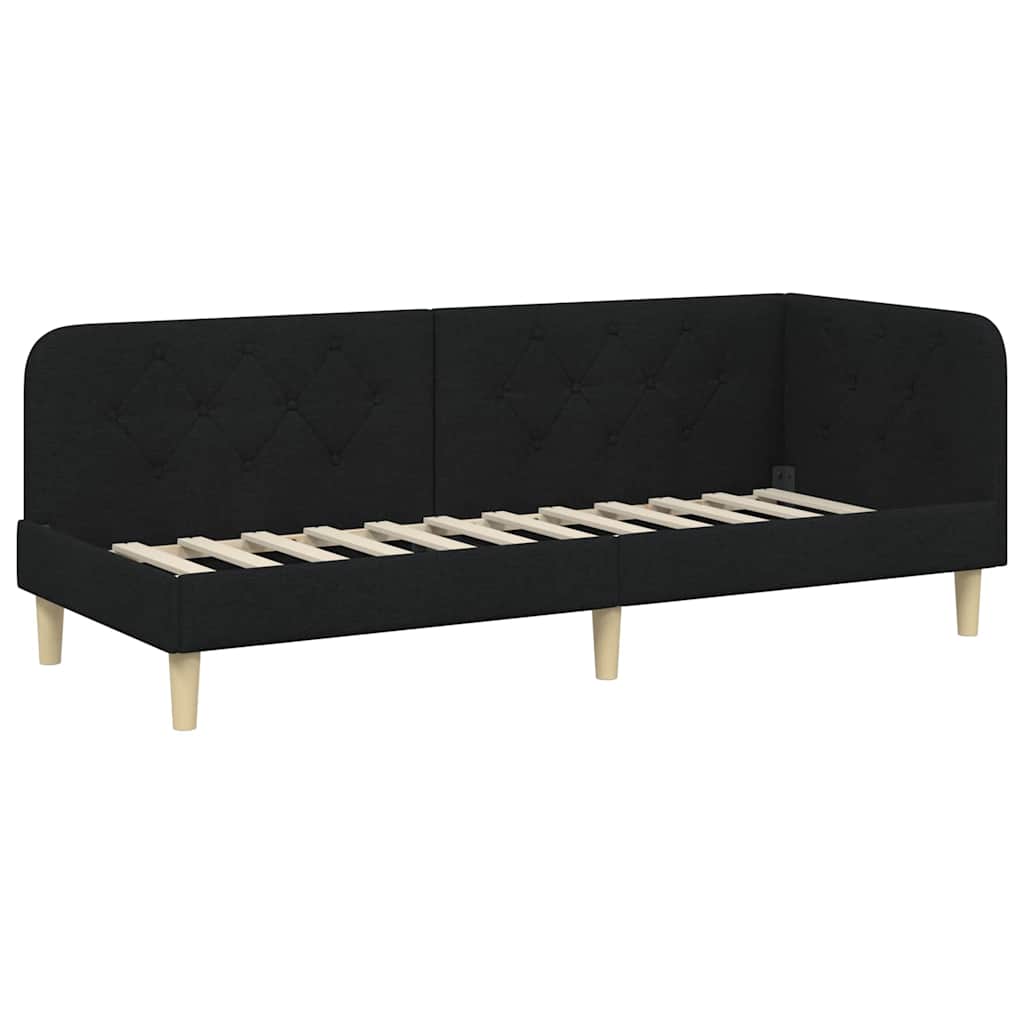 Estructura de cama en esquina Negro 80 x 200 cm tela
