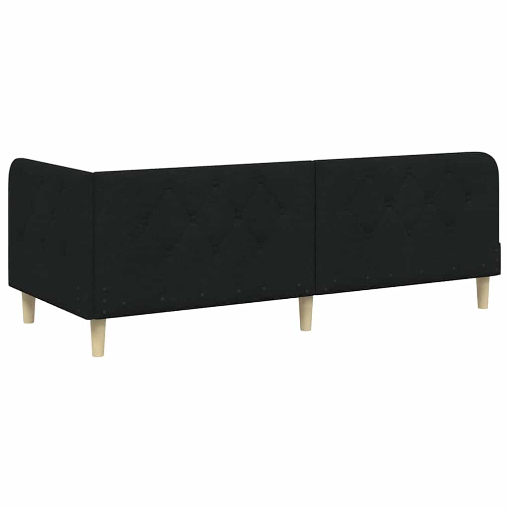 Estructura de cama en esquina Negro 80 x 200 cm tela