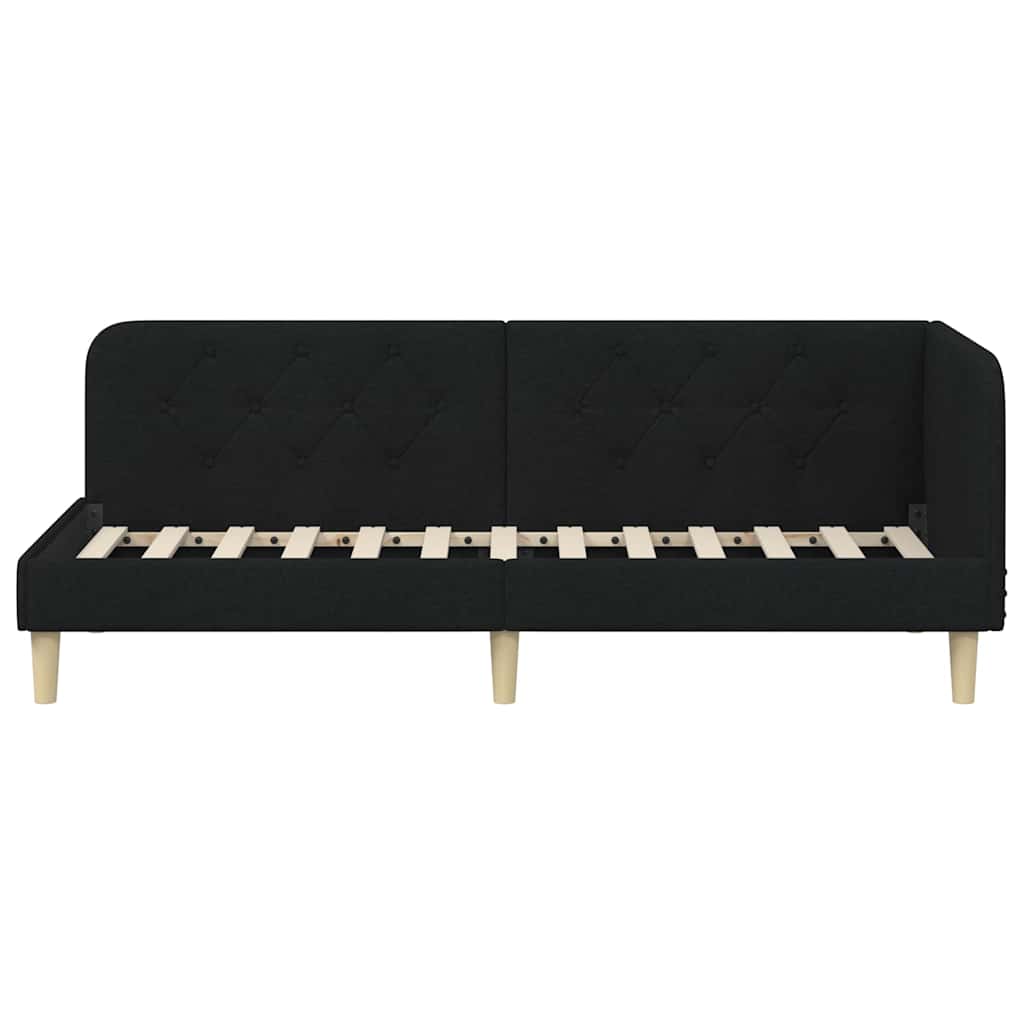 Estructura de cama en esquina Negro 80 x 200 cm tela