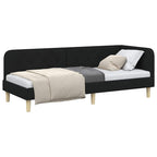 Estructura de cama en esquina Negro 80 x 200 cm tela