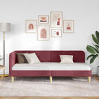 Estructura de cama en esquina Rojo vino 80 x 200 cm tela