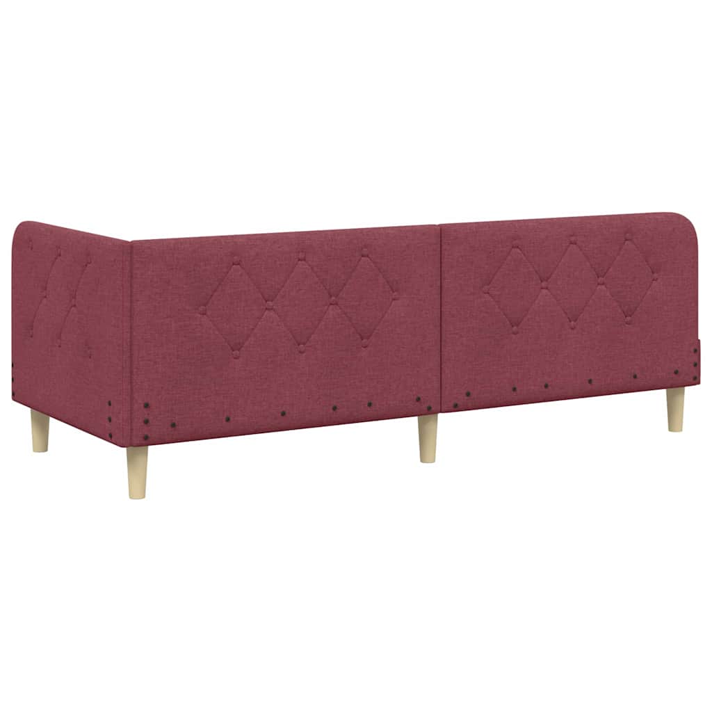 Estructura de cama en esquina Rojo vino 80 x 200 cm tela