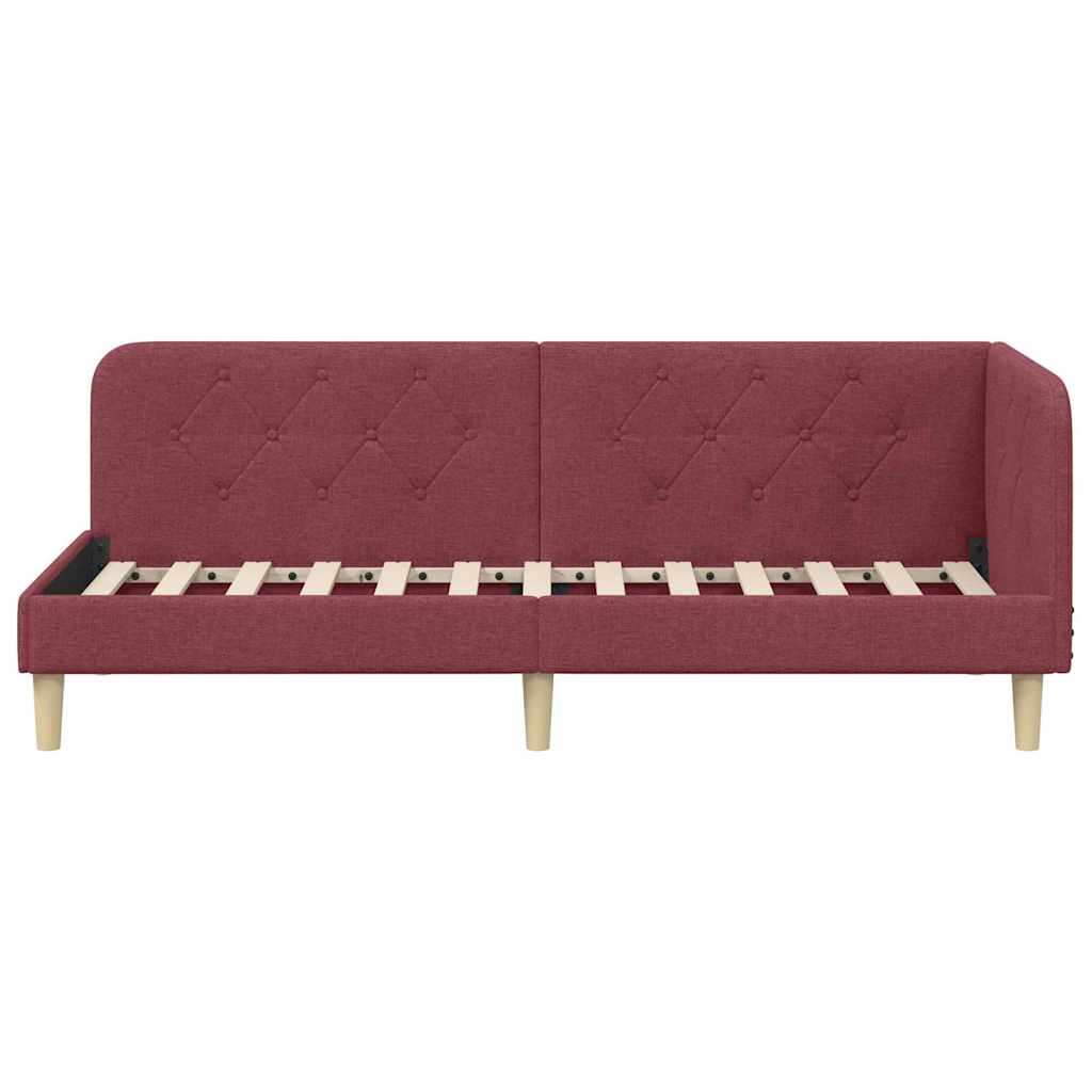 Estructura de cama en esquina Rojo vino 80 x 200 cm tela