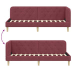 Estructura de cama en esquina Rojo vino 80 x 200 cm tela