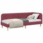 Estructura de cama en esquina Rojo vino 80 x 200 cm tela