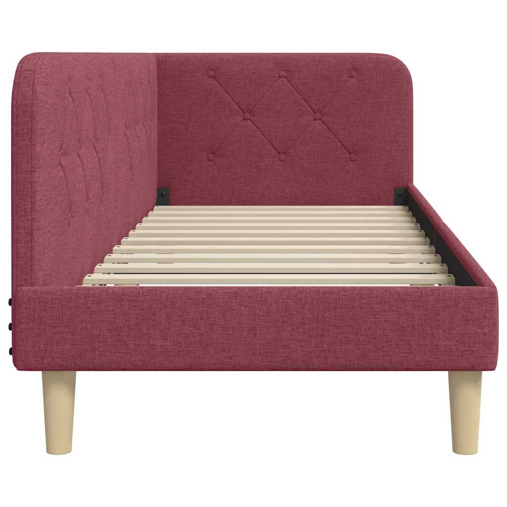 Estructura de cama en esquina Rojo vino 80 x 200 cm tela