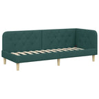 Estructura de cama en esquina Verde oscuro 80 x 200 cm tela