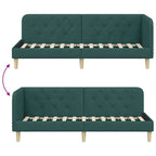 Estructura de cama en esquina Verde oscuro 80 x 200 cm tela