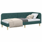 Estructura de cama en esquina Verde oscuro 80 x 200 cm tela