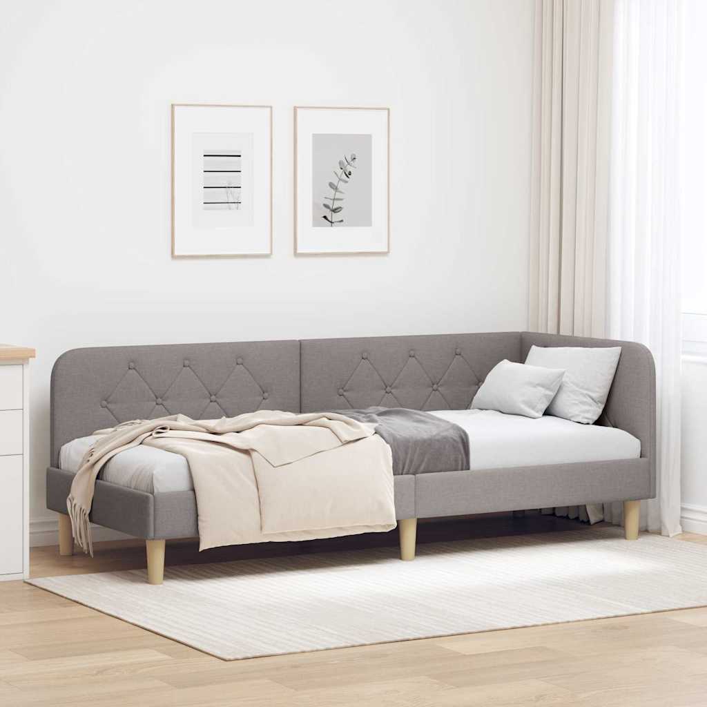 Estrutura de cama de canto Taupé 100 x 200 cm tecido