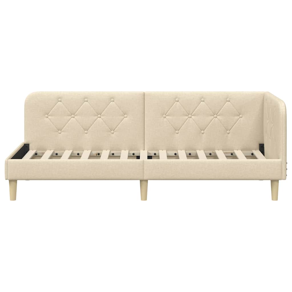 Estructura de cama en esquina Crema 80 x 200 cm tela