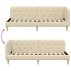 Estructura de cama en esquina Crema 80 x 200 cm tela