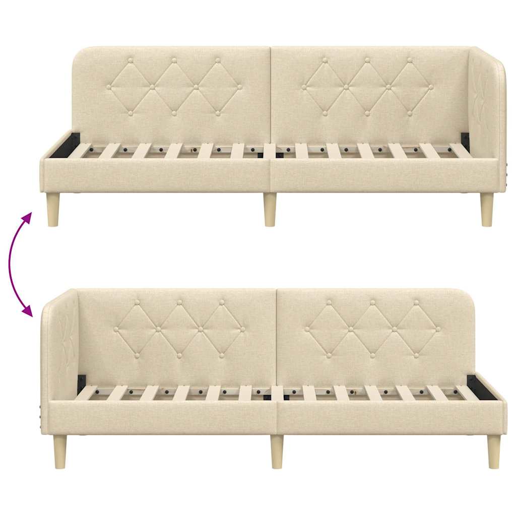 Estructura de cama en esquina Crema 80 x 200 cm tela