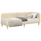 Estructura de cama en esquina Crema 80 x 200 cm tela