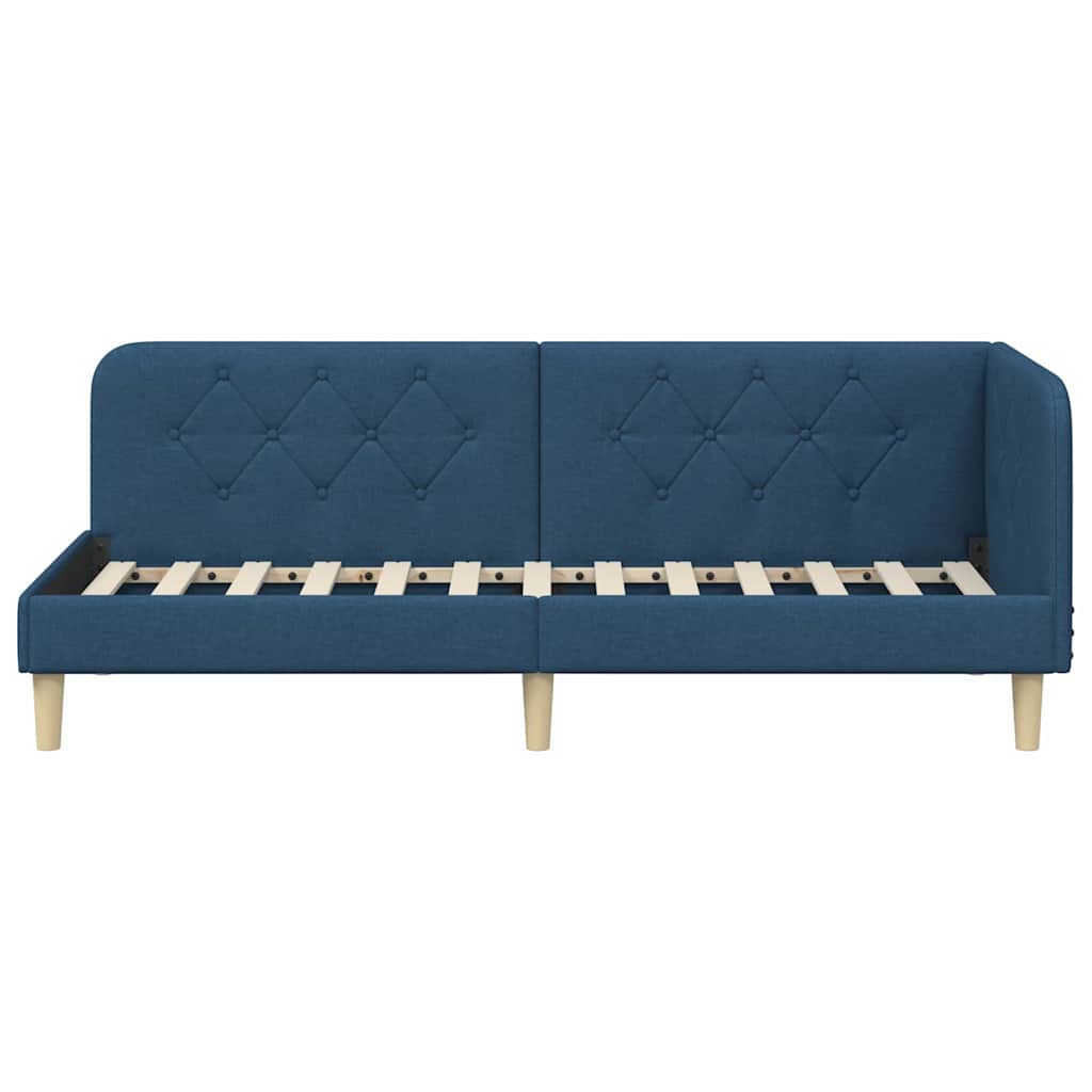 Estructura de cama en esquina Azul 80 x 200 cm tela