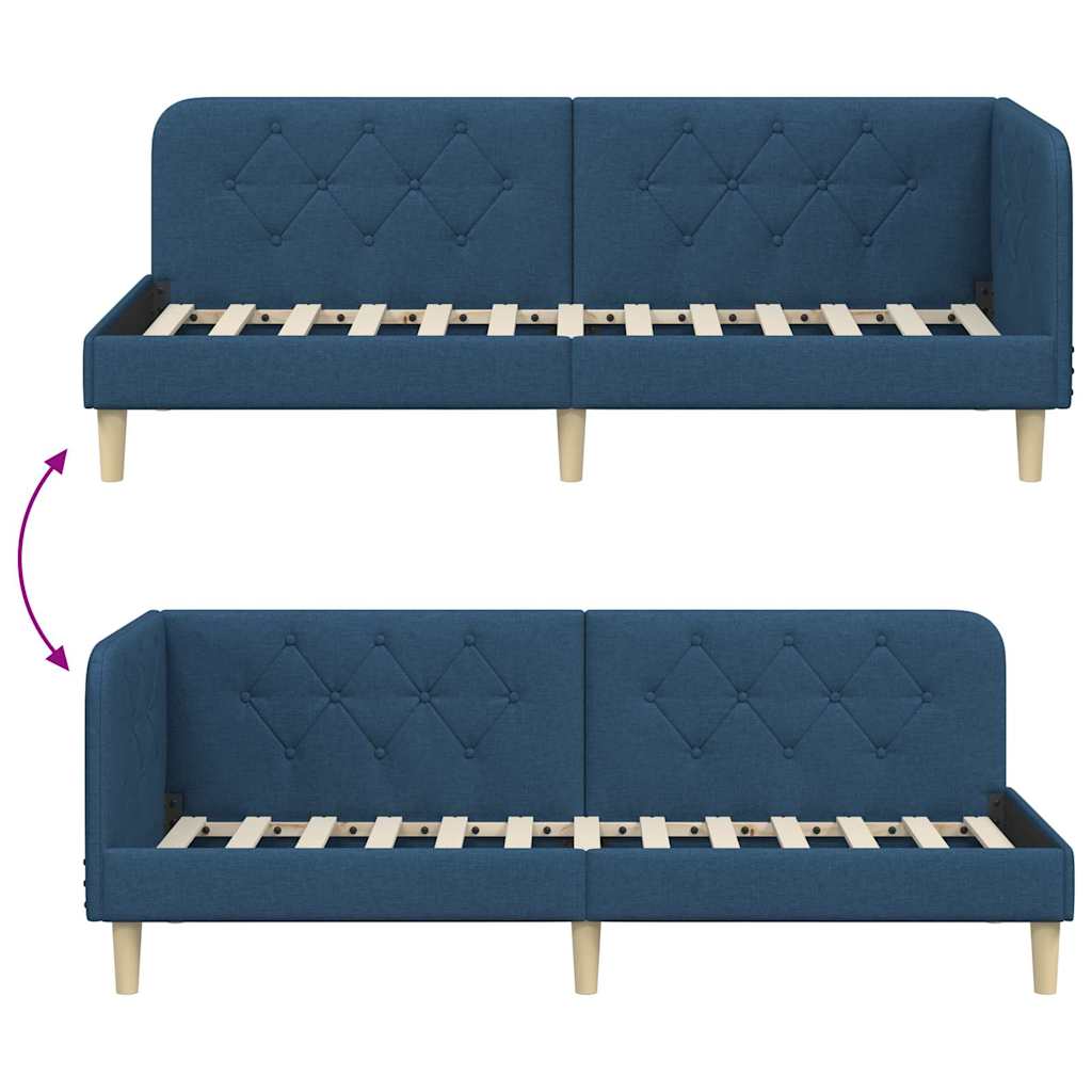 Estructura de cama en esquina Azul 80 x 200 cm tela