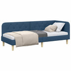 Estructura de cama en esquina Azul 80 x 200 cm tela