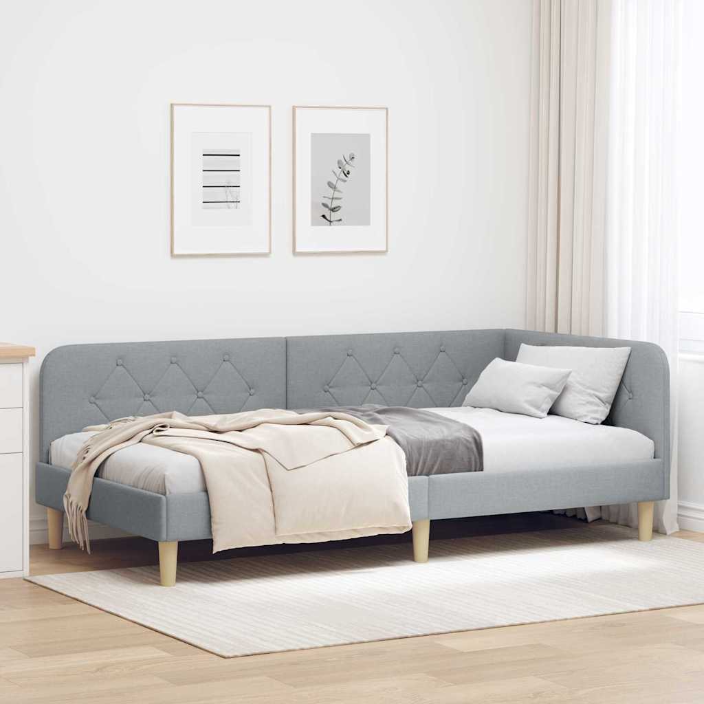 Estrutura de Cama de Canto Cinzento-claro 80x200 cm Tecido