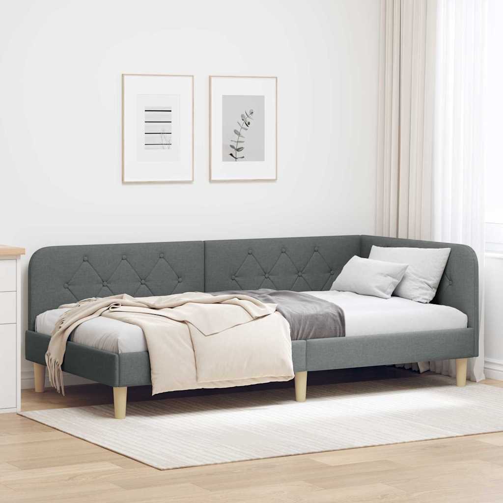 Estrutura de Cama de Canto Cinzento-escuro 80x200 cm Tecido