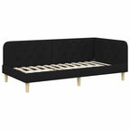 Estructura de cama en esquina Negro 90 x 190 cm tela
