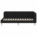 Estructura de cama en esquina Negro 90 x 190 cm tela