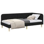 Estructura de cama en esquina Negro 90 x 190 cm tela