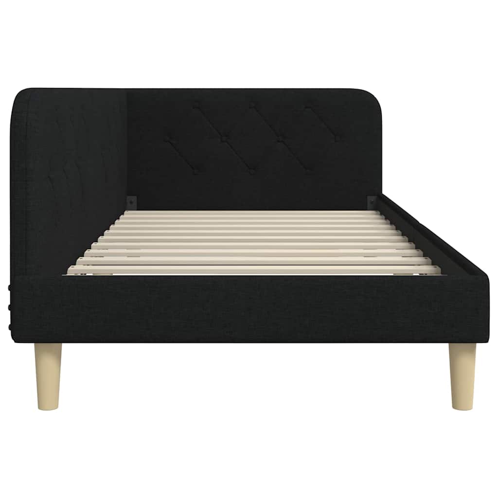 Estructura de cama en esquina Negro 90 x 190 cm tela