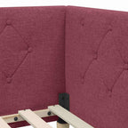 Estructura de cama en esquina Rojo vino 90 x 190 cm tela