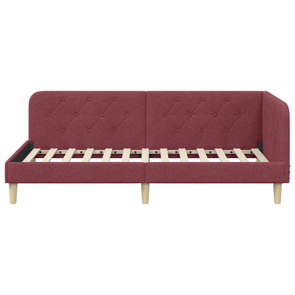 Estructura de cama en esquina Rojo vino 90 x 190 cm tela