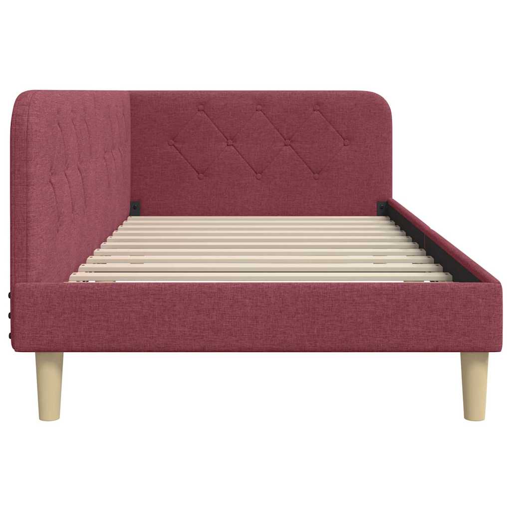 Estructura de cama en esquina Rojo vino 90 x 190 cm tela