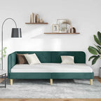 Estructura de cama en esquina Verde oscuro 90 x 190 cm tela