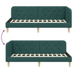 Estructura de cama en esquina Verde oscuro 90 x 190 cm tela