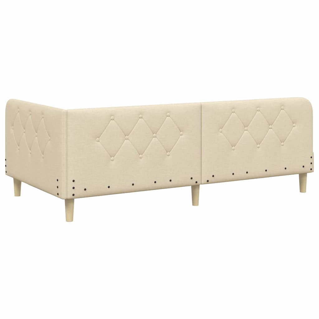 Estructura de cama en esquina Crema 90 x 190 cm tela
