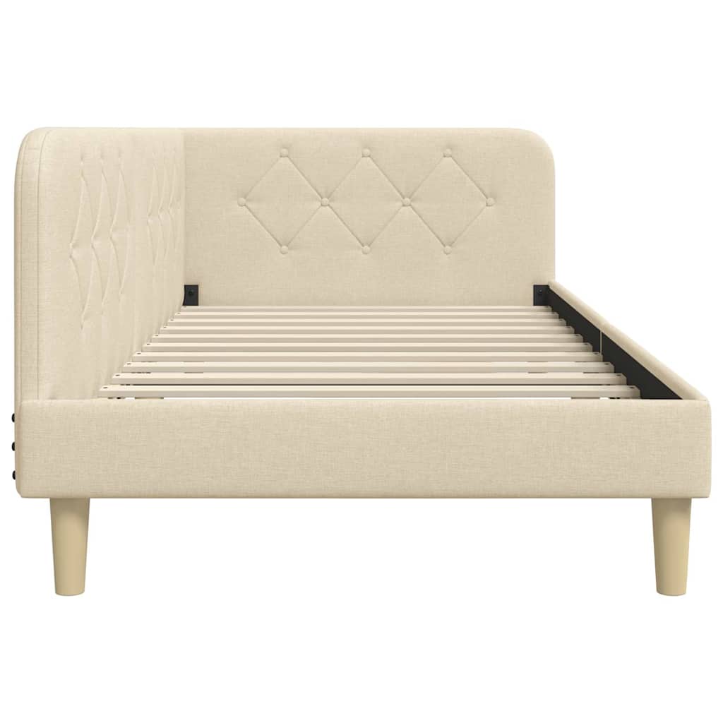 Estructura de cama en esquina Crema 90 x 190 cm tela
