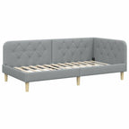 Estructura de cama en esquina Gris Claro 90 x 200 cm tela