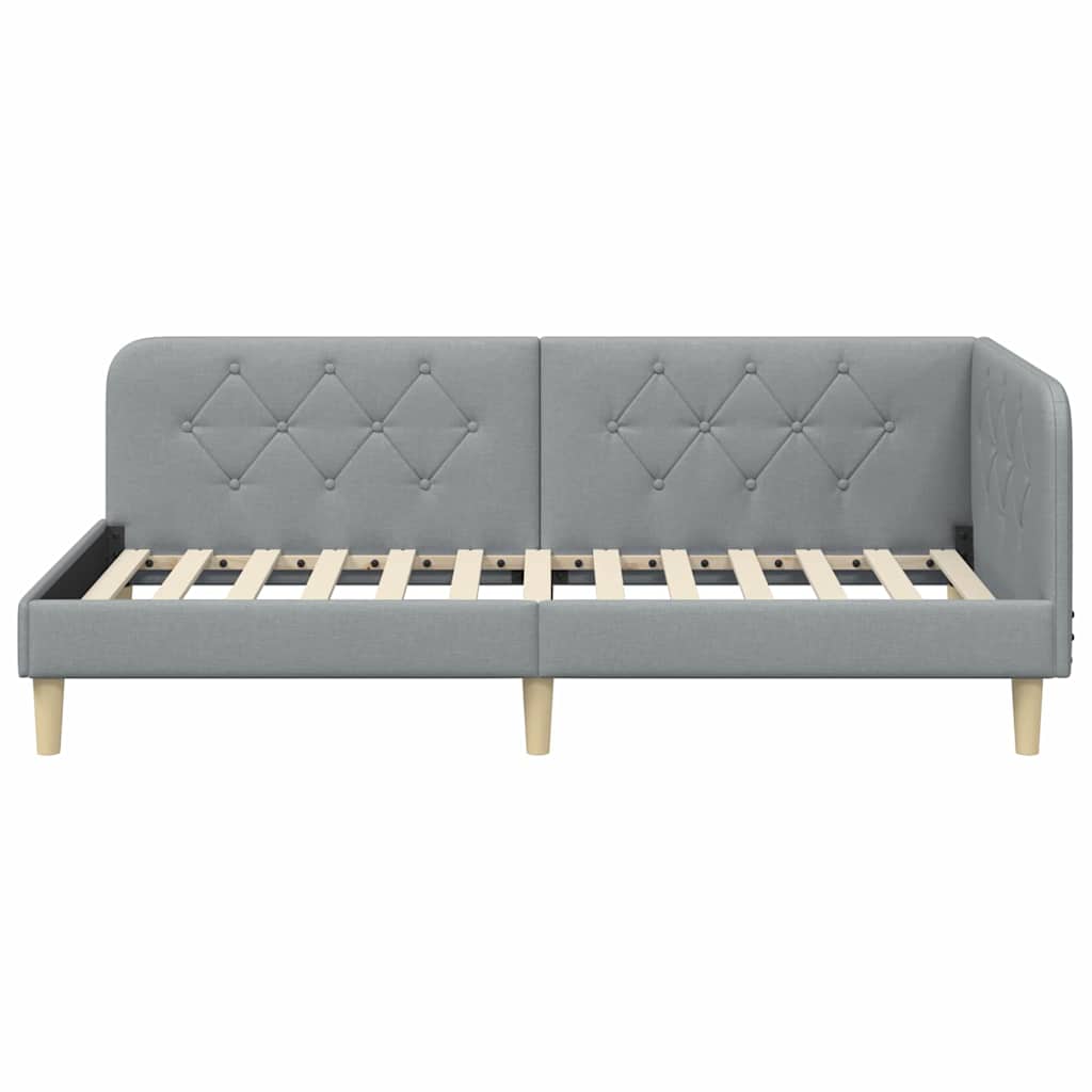 Estructura de cama en esquina Gris Claro 90 x 200 cm tela