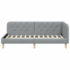 Estructura de cama en esquina Gris Claro 90 x 200 cm tela