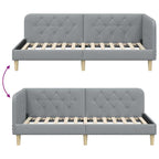 Estructura de cama en esquina Gris Claro 90 x 200 cm tela