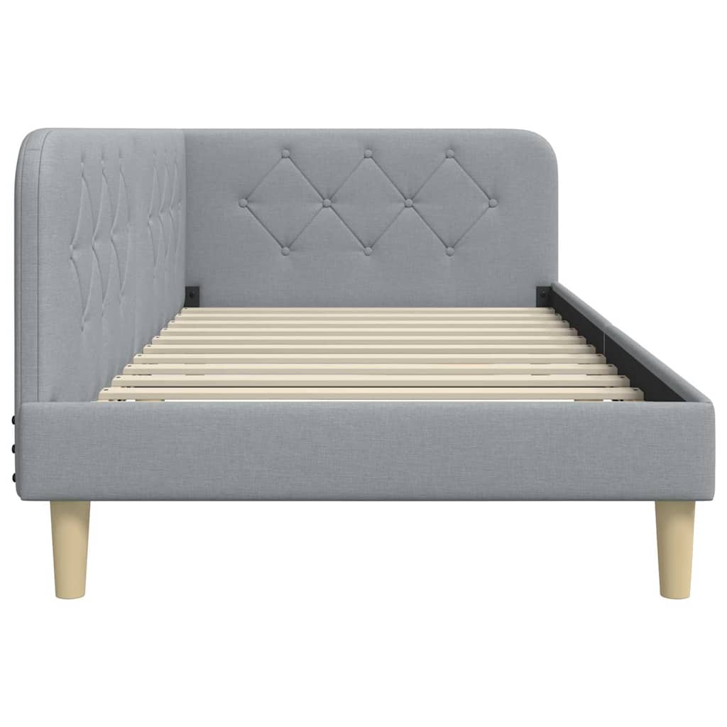 Estructura de cama en esquina Gris Claro 90 x 200 cm tela