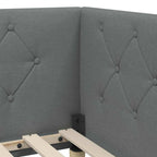 Estructura de cama en esquina Gris oscuro 90 x 200 cm tela