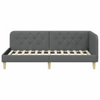 Estructura de cama en esquina Gris oscuro 90 x 200 cm tela