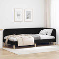 Estructura de cama en esquina Negro 90 x 200 cm tela