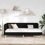 Estructura de cama en esquina Negro 90 x 200 cm tela