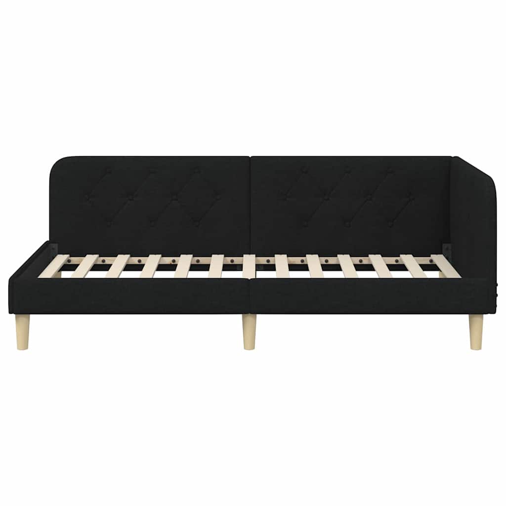 Estructura de cama en esquina Negro 90 x 200 cm tela