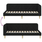 Estructura de cama en esquina Negro 90 x 200 cm tela