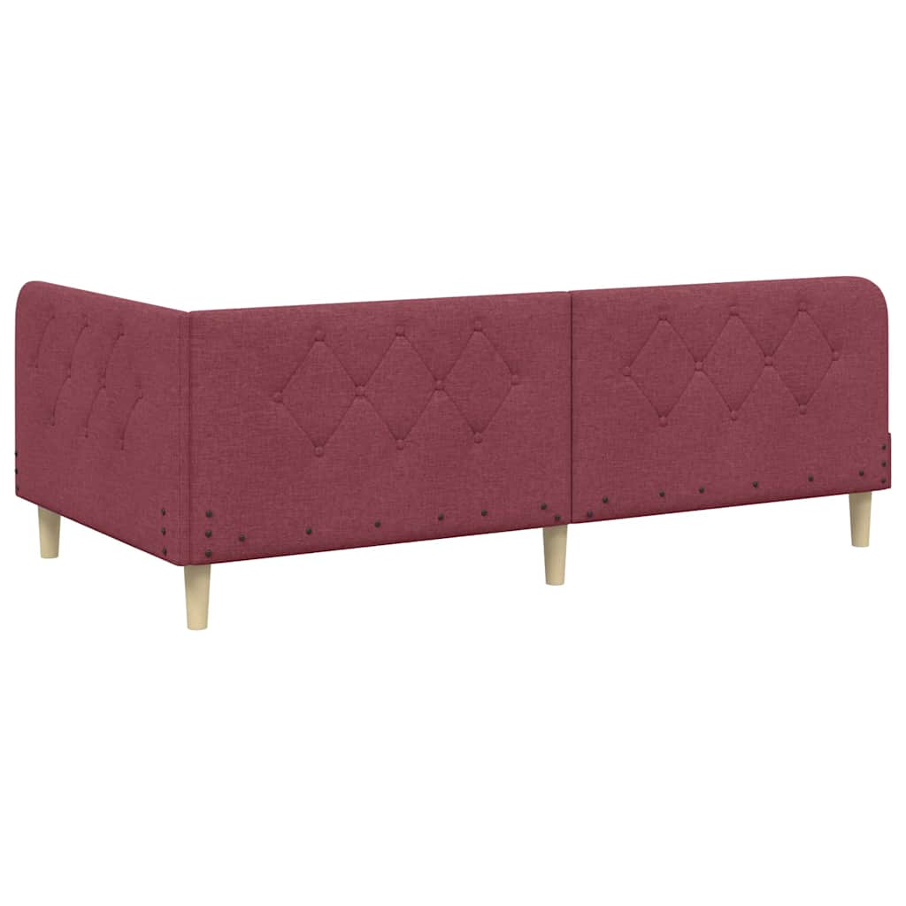 Estructura de cama en esquina Rojo vino 90 x 200 cm tela