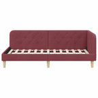 Estructura de cama en esquina Rojo vino 90 x 200 cm tela